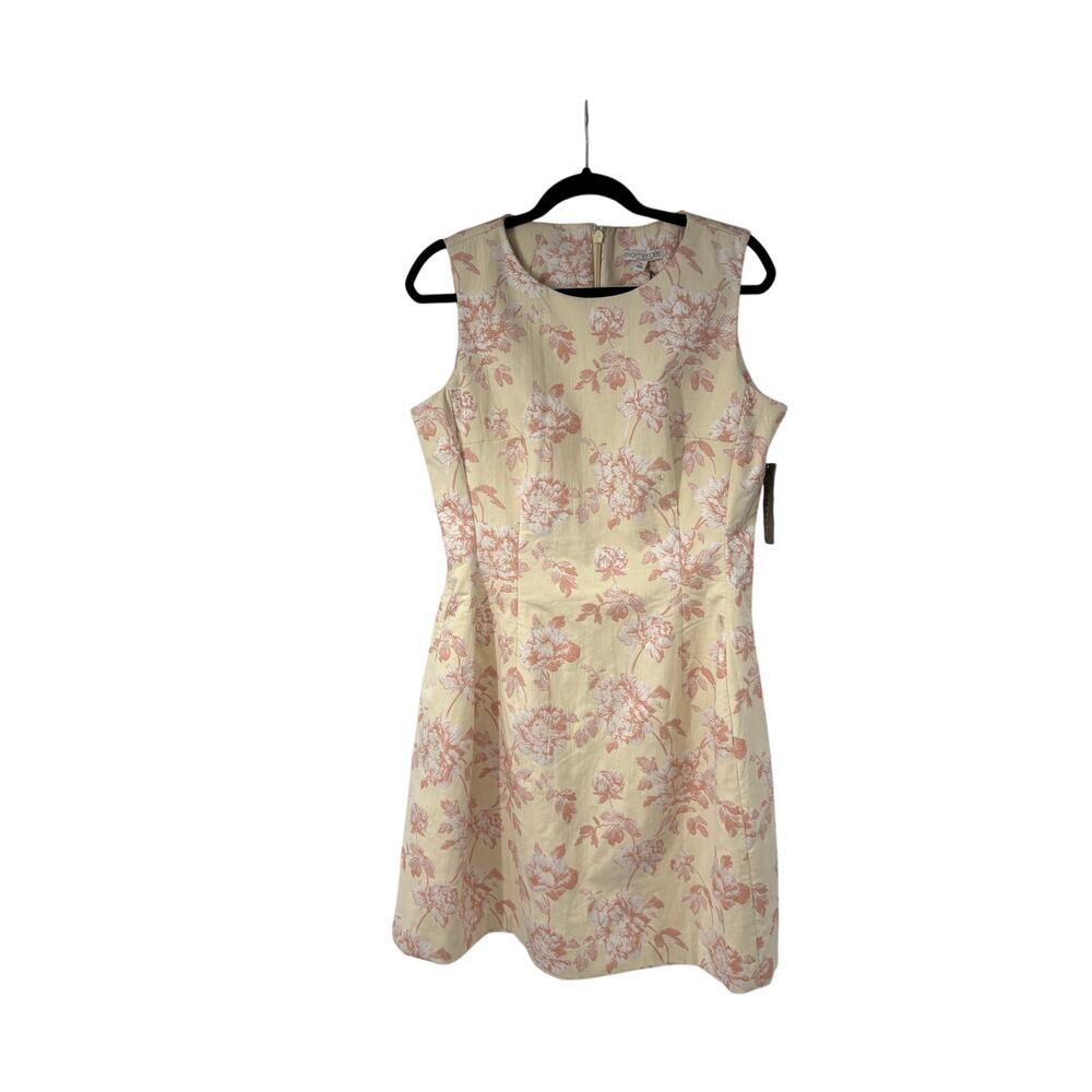 Eva Mandes NY&C Womens Sleeveless Cream Floral Fit Flare Dress Sz 10 NWT